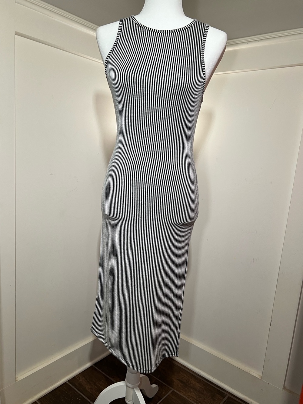 Caution To The Wind Black & White Striped Maxi Tank Dress - Picture 5 of 5